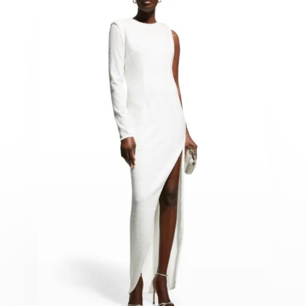 NWT NERVI Kendall One-Sleeve Sequin Thigh-Slit Dress